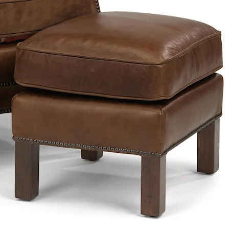 Transitional Rectangular Chair Ottoman in All Grain Leather